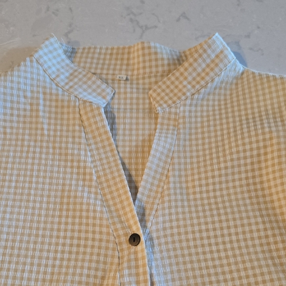 Women's Gingham Button-Down Midi Dress - Cream - Picture 3 of 6